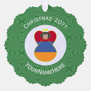 Armenische Flagge Weihnachtsengel Personalisiert Ornament Karte