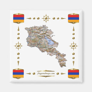 Armenische Karte + Flaggen-Magnet Magnet