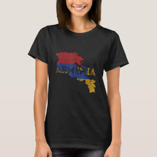 Armenische Karte und Flagge Souvenir   Bedrängtes  T-Shirt