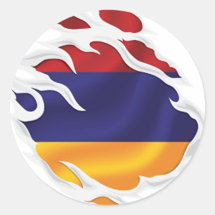 Armenische Rippfahne Runder Aufkleber