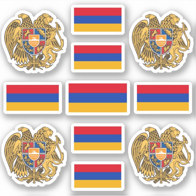Armenische Staatssymbole/Wappen und Flagge Aufkleber (Vorderseite)