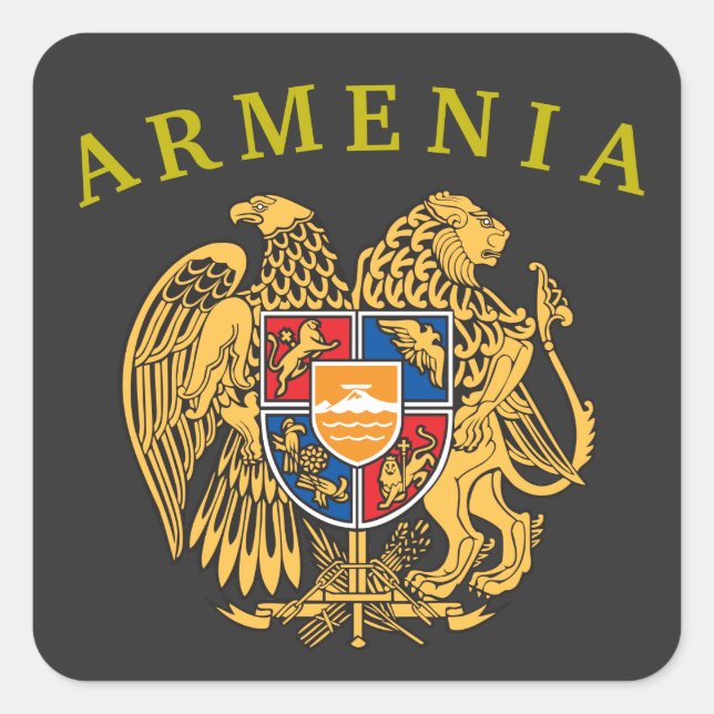 Armenische Wappen-Aufkleber Quadratischer Aufkleber (Vorderseite)