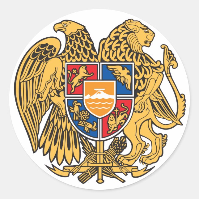 Armenische Wappen-Aufkleber Runder Aufkleber (Vorderseite)