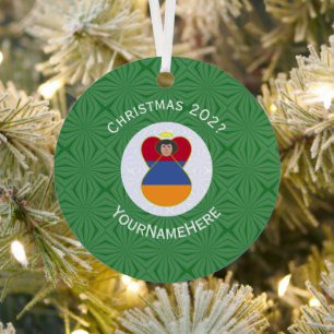 Armenischer Flaggen-Weihnachtsengel Name Jahr Ornament Aus Metall