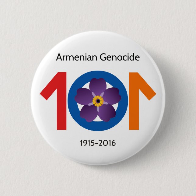 Armenischer Genozid 101 Jahre Gedenkknopf- Button (Vorderseite)