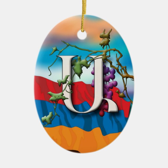 Armenisches Alphabet-Initialen "Iyp" Verzierung Keramikornament (Vorne)