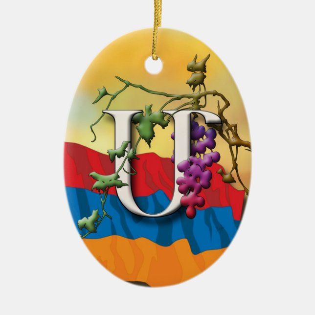Armenisches Alphabet-Initialen-"Mann-" Verzierung Keramikornament (Vorne)