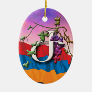 Armenisches Alphabet-Initialen "Zhe" Verzierung Keramik Ornament