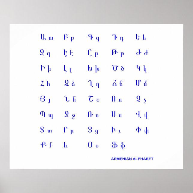 Armenisches Alphabet Poster (Vorne)