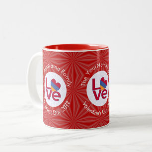 Armenisches Flaggenherz LIEBE Rot Personalisierter Zweifarbige Tasse