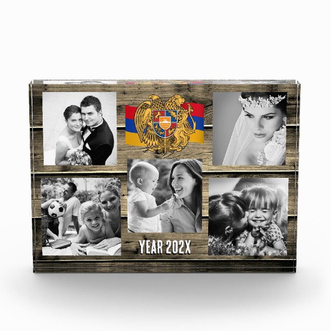 Armenisches Foto, armenische Flagge, Holz Fotoblock (Vorderseite)
