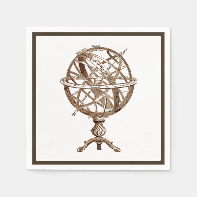 Armillary Celestial Sphere Vintag Sepia Serviette (Vorderseite)