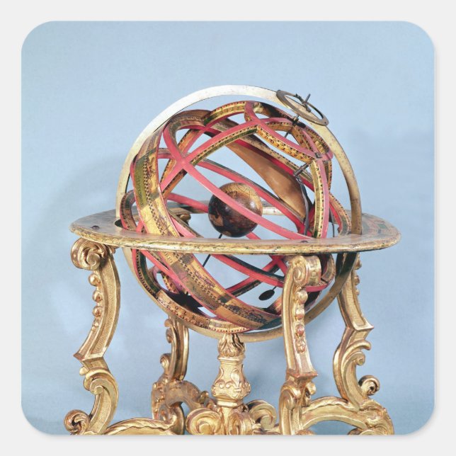 Armillary Sphäre Quadratischer Aufkleber (Vorderseite)
