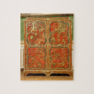 Armoire mit rotem Lack des Chinoiserie vier täfel