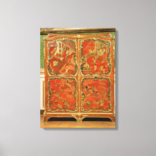 Armoire mit rotem Lack des Chinoiserie vier täfel Leinwanddruck