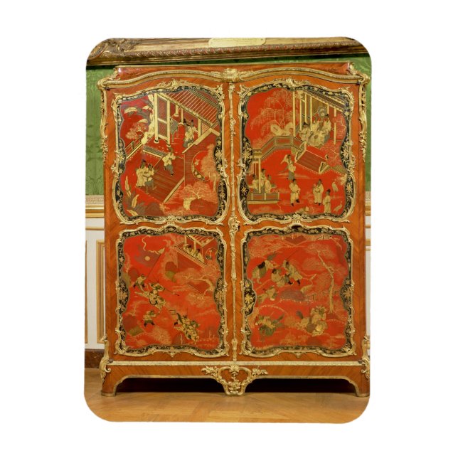 Armoire mit vier Chinoiserie roten Lackplatten e Magnet (Vertikal)