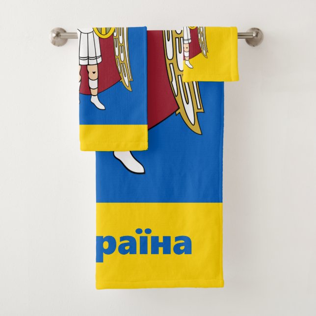 Armoiries de la ville de Kiev, drapeau ukrainien  (En situation)