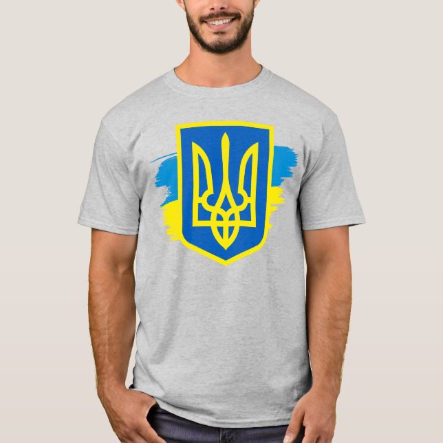 Armoiries de l'Ukraine avec le drapeau T-shirt (Devant)
