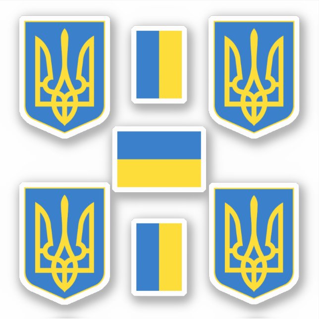Armoiries ukrainiennes / Trizub et drapeau Sticker (Devant)