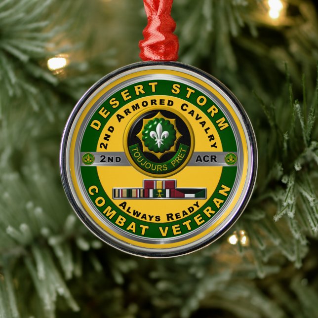 Armored Cavalry Regiment Wüste Storm Veteran Ornament Aus Metall (Baum)