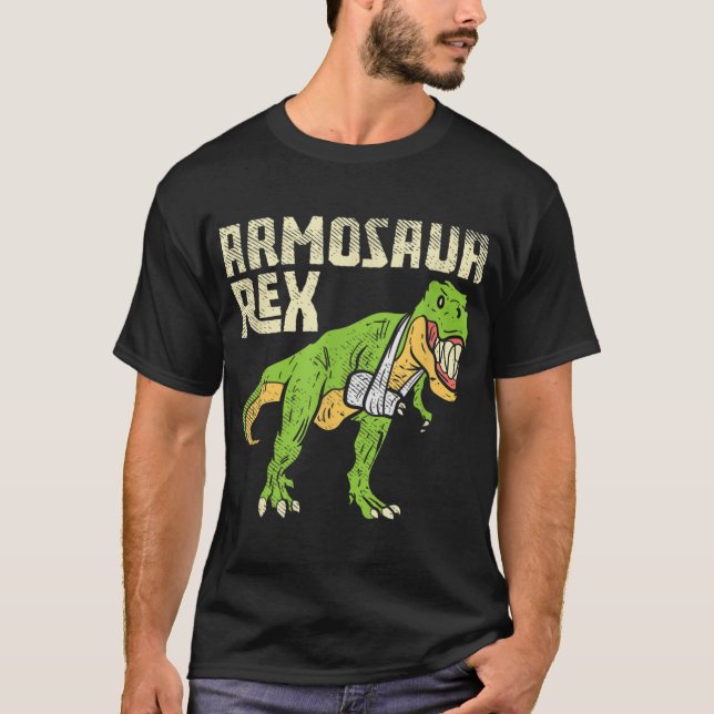 Armosaur Rex Dinosaur zerbrochene Waffen T-Shirt (Vorderseite)