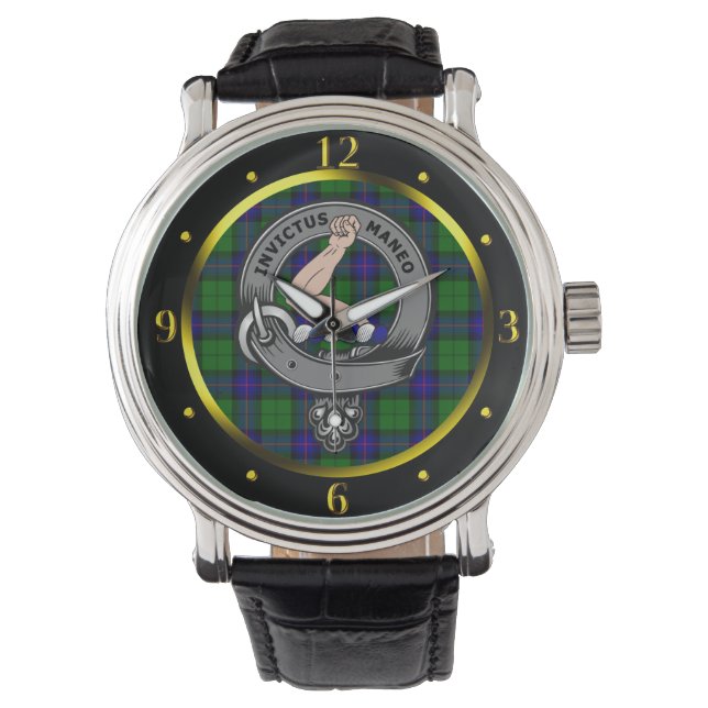 Armstrong Clan Abzeichen & Tartan Armbanduhr (Vorderseite)