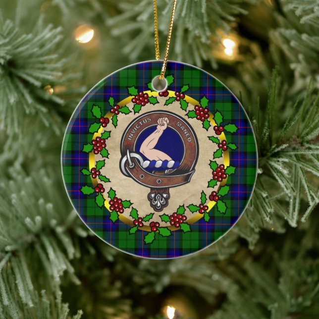 Armstrong Clan Abzeichen & Tartan Personalisiert X Keramik Ornament (Baum)