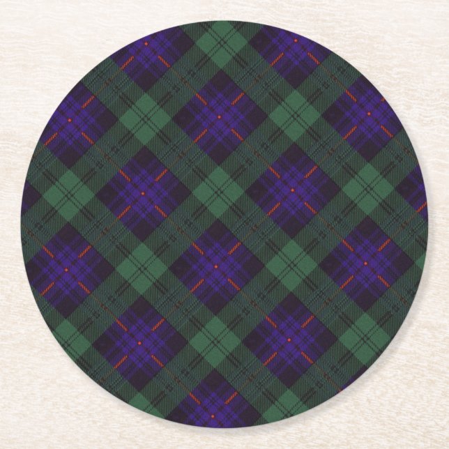 Armstrong-Clan karierter schottischer Tartan Runder Pappuntersetzer (Vorderseite)