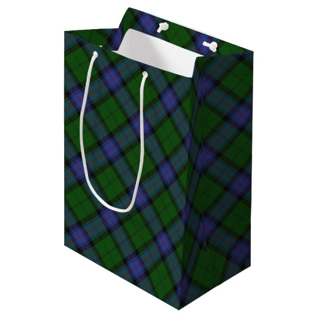 Armstrong Clan Tartan Schottisches Kariertes Muste Mittlere Geschenktüte (Vorderseite Schrägansicht)