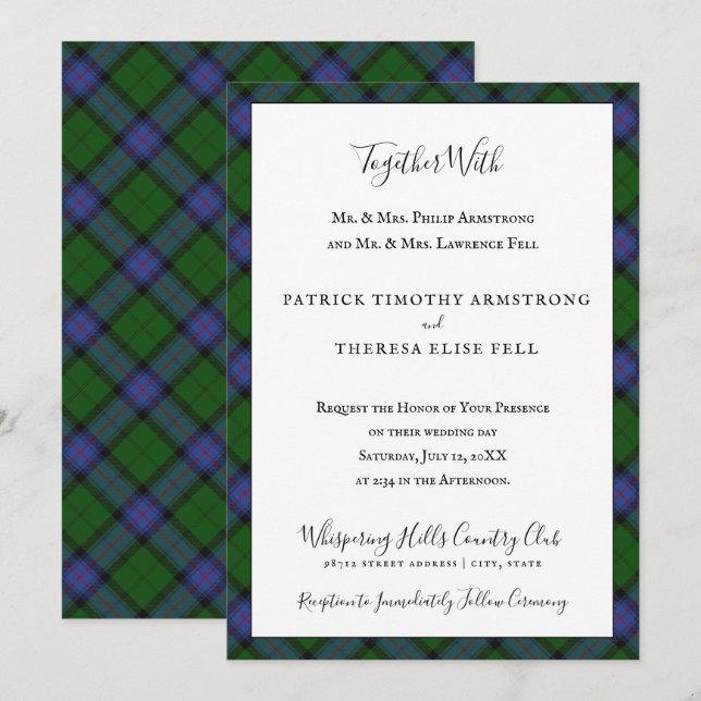 Armstrong Clan Tartan Scottish Kariert Einladung (Vorne/Hinten)