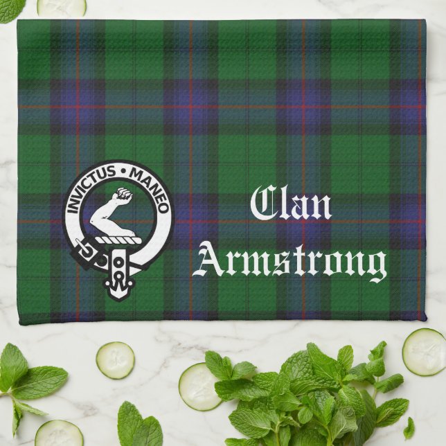 Armstrong Crest Badge and Tartan Geschirrtuch (Gefaltet)