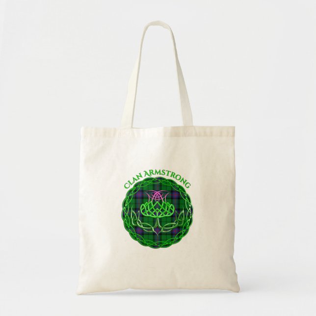 Armstrong Scottish Tartan Celtic Thistle Tragetasche (Vorne)