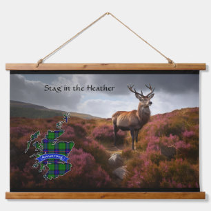 Armstrong Stag im Heather-Personalisiert Wandteppich Mit Holzrahmen