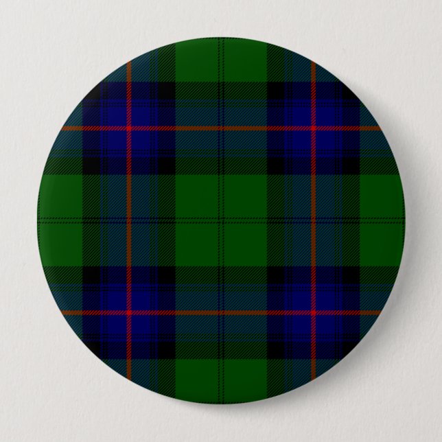 Armstrong Tartan blau und grün kariert Button (Vorderseite)