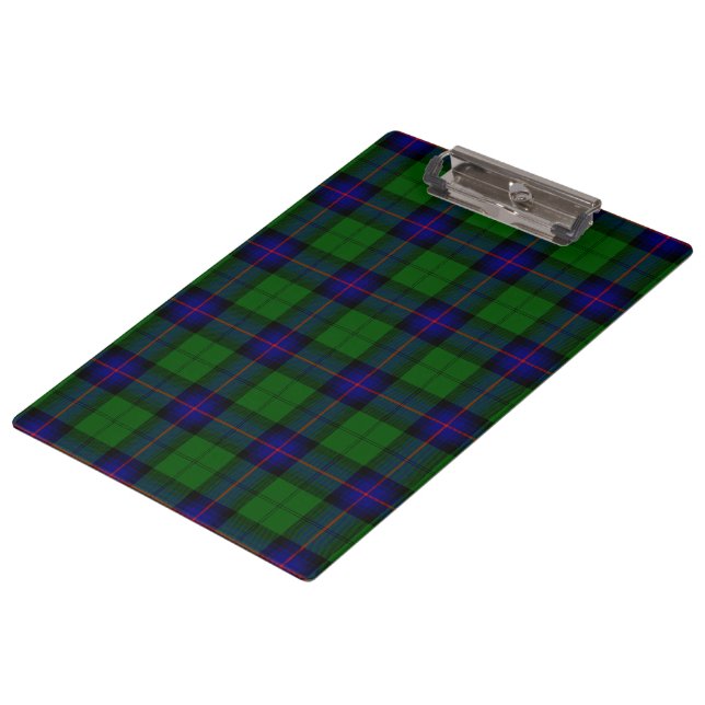Armstrong Tartan blau und grün kariert Klemmbrett (Schrägansicht)