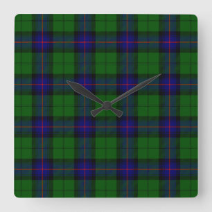 Armstrong Tartan blau und grün kariert Quadratische Wanduhr