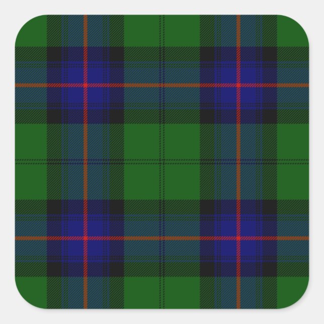 Armstrong Tartan blau und grün kariert Quadratischer Aufkleber (Vorderseite)