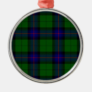 Armstrong Tartan blau und grün kariert Silbernes Ornament