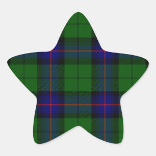 Armstrong Tartan blau und grün kariert Stern-Aufkleber