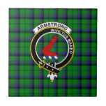 Armstrong Tartan, Clan Badge and Motto Tile Fliese<br><div class="desc">One of the Armstrong clan tartan,  badge,  and motto tile.</div>