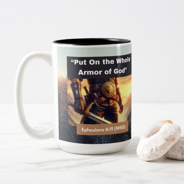 Armure complète de Dieu Mug à deux tons (Avec donut)