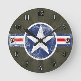 Army Air Corps Vintag Star Patriotic Runde Wanduhr