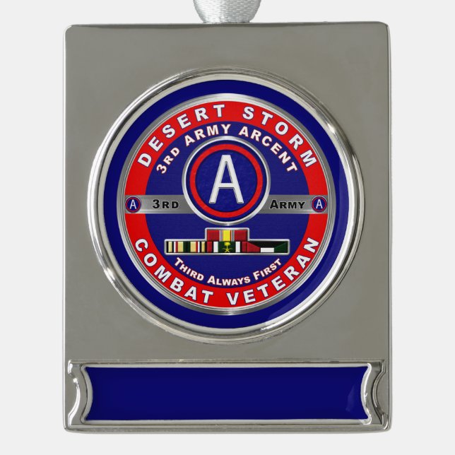 Army ARCENT Desert Storm Veteran Banner-Ornament Silber (Vorderseite)
