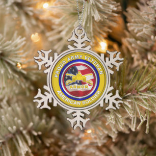 Army Armor Veteran Weihnachten Schneeflocken Zinn-Ornament