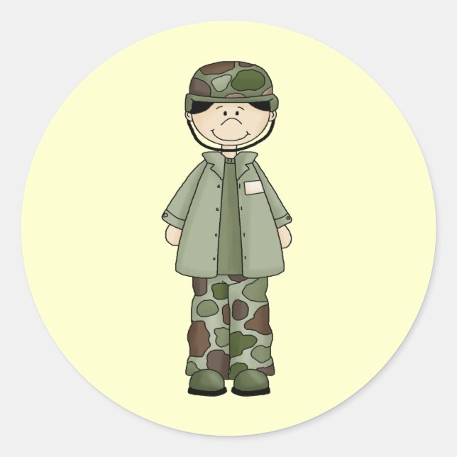 Army Boy Runder Aufkleber (Vorderseite)