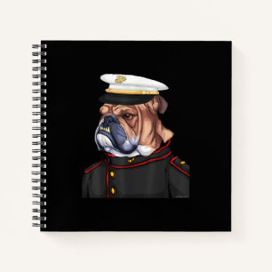 Army Bulldog Militärische bewaffnete Hunde Vater M Notizbuch