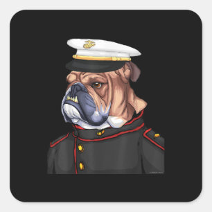 Army Bulldog Militärische bewaffnete Hunde Vater M Quadratischer Aufkleber