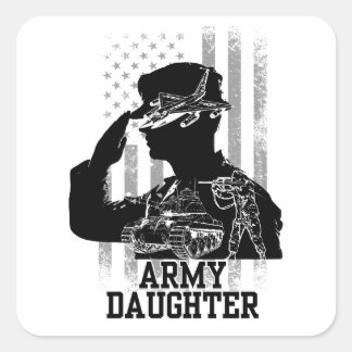 Army Daughter Quadratischer Aufkleber