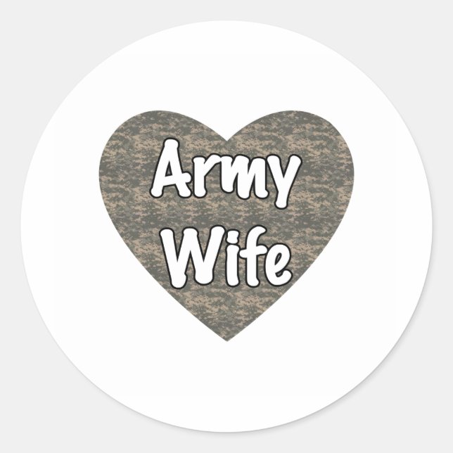 Army Ehefrau ACU Herz Runder Aufkleber (Vorderseite)