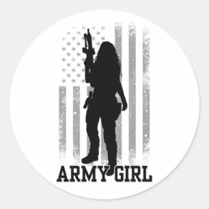 Army Girl Runder Aufkleber